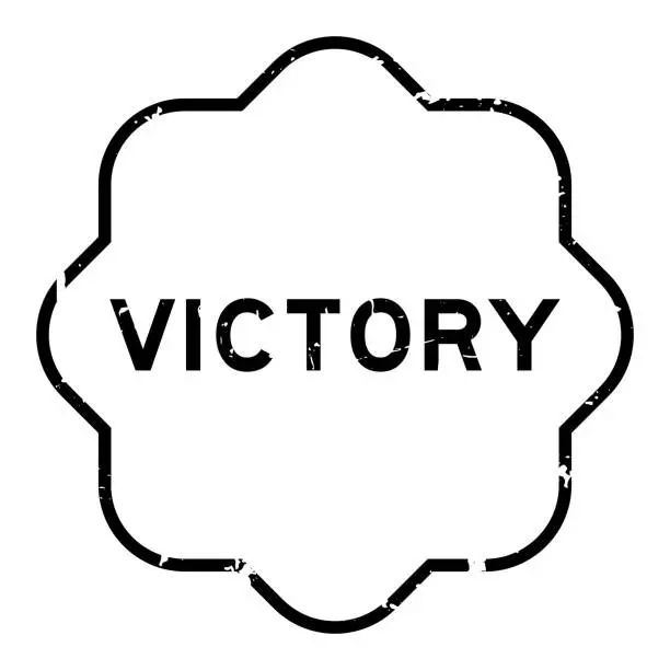 Vector illustration of Grunge black victory word rubber seal stamp on white background
