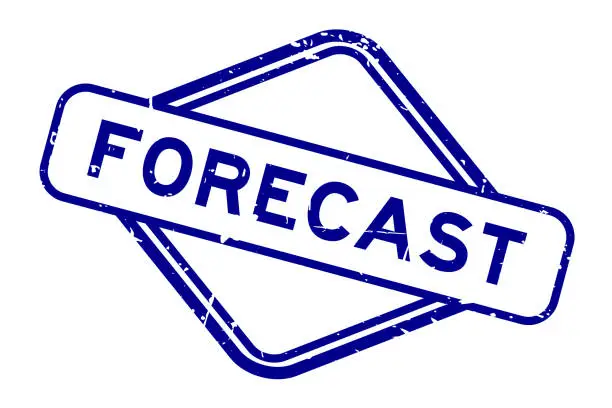 Vector illustration of Grunge blue forecast word rubber seal stamp on white background