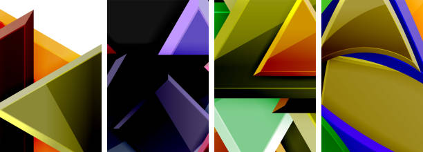 istock Glossy triangles geometric poster set for wallpaper, business card, cover, poster, banner, brochure, header, website 2064577814