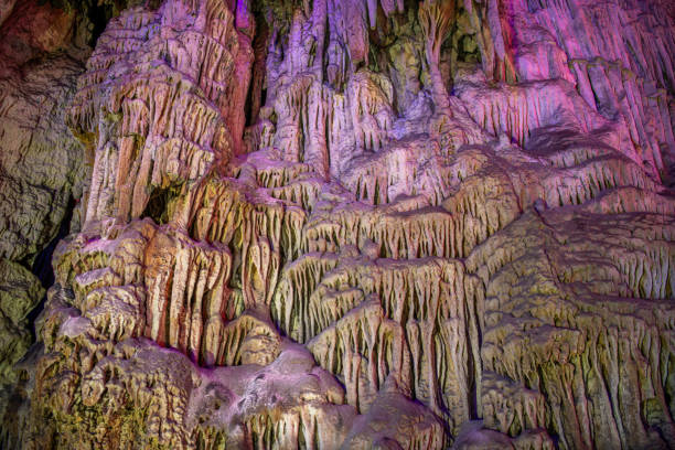 Reed Flute Cave, an underground cave in Guilin, China. Horizontal background image with copy space for text