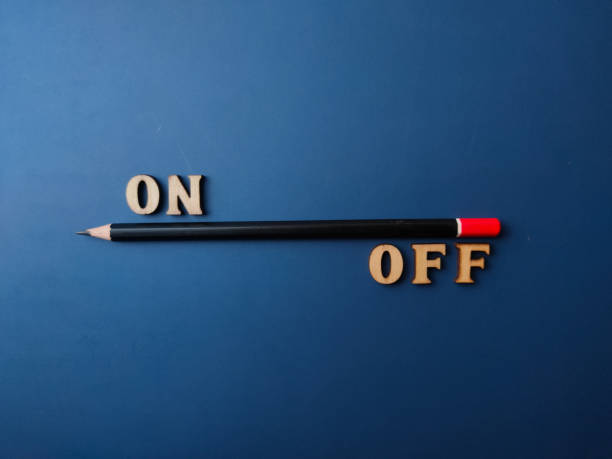 istock Top view pencil and word ON OFF 2064599482