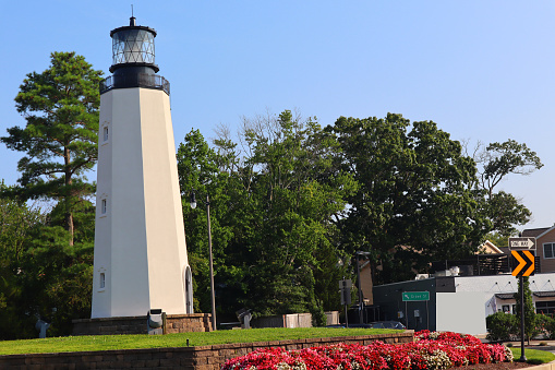 A round about lighthouse from Rehoboth Beach City.