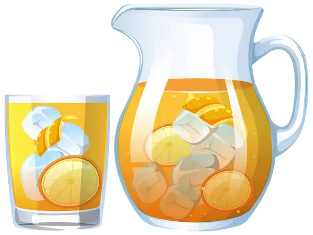 Vector illustration of Vector illustration of orange juice in glassware