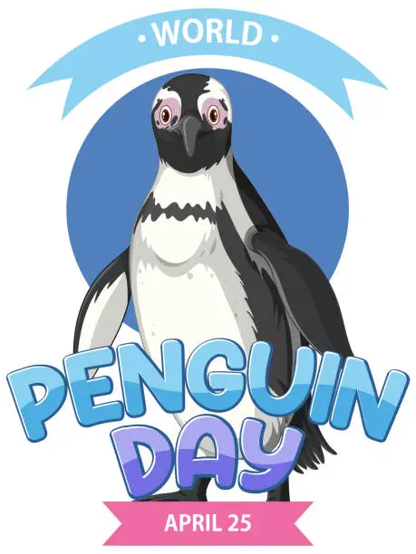 Vector illustration of Colorful illustration celebrating World Penguin Day