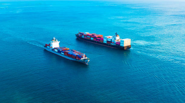 istock Aerial view of the freight shipping transport system cargo ship container. international transportation Export-import business, logistics, transportation industry concepts 2064774726
