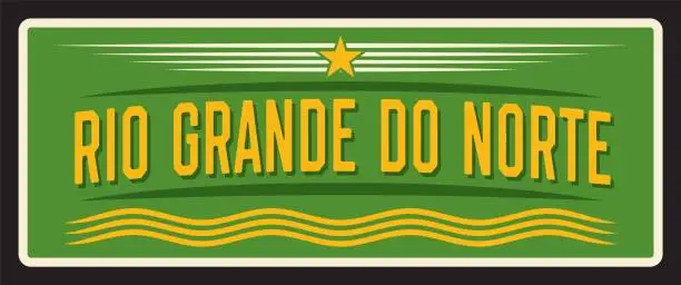 Vector illustration of Brazil Rio Grande Do Norte retro travel plate