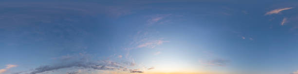 istock Dark blue sunset sky panorama with pink Cirrus clouds. Seamless hdr 360 panorama in spherical equirectangular format. Full zenith for 3D visualization, sky replacement for aerial drone panoramas. 2064831767