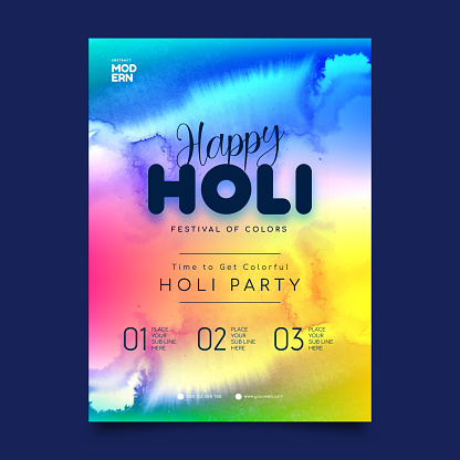 Indian Festival of Colors Happy Holi celebration. Holi club party of colors. Can use for banners, invitations, poster design with time and venue details stock illustration