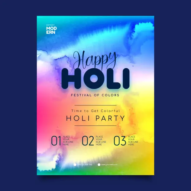 Vector illustration of Colorful Holi Celebration Flyer Poster Design