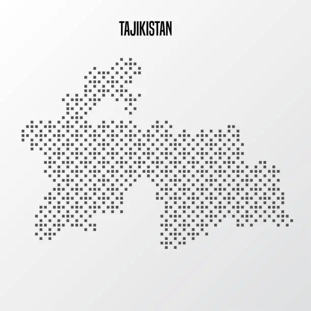 Vector illustration of Abstract halftone Tajikistan map isolated on white background. Vector illustration