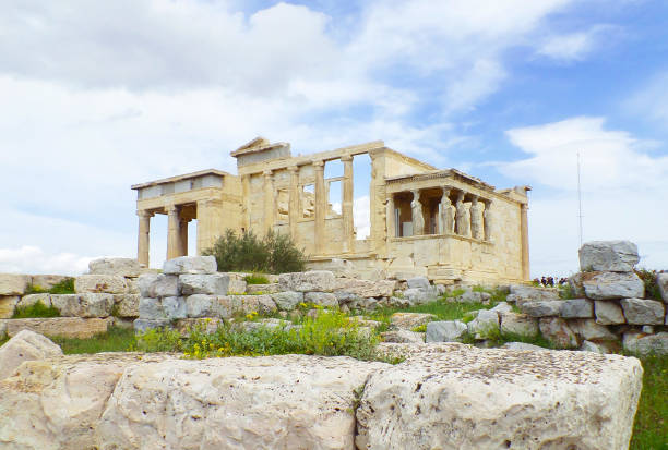 The Erechtheum or the Erechtheion with the Caryatid Porch, an Ancient Ionic Temple on the Acropolis of Athens, Greece