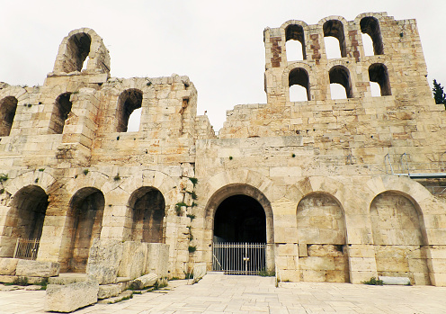 The Entrance to the Odeon of Herodes Atticus Theatre, One of the Oldest and Finest Open-air Theatres in the World, Acropolis of Athens, Greece