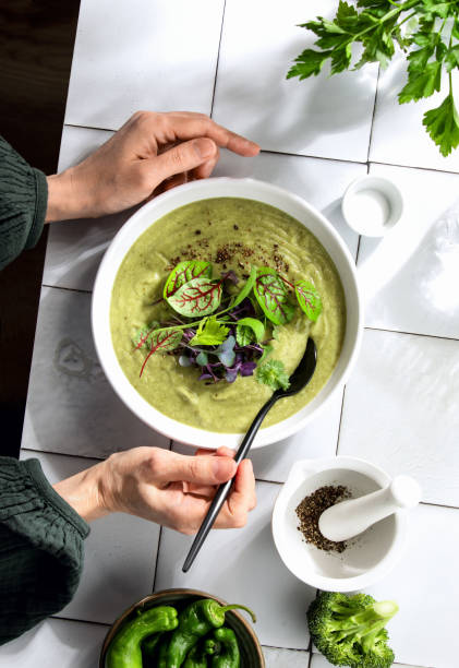 istock Broccoli soup spiced with pureed fried padron peppers 2064961626