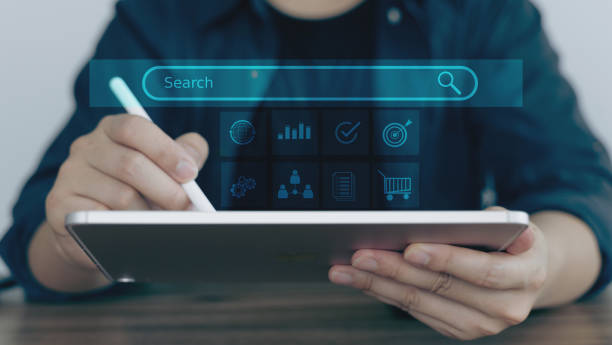 istock Search Engine bar on screen, Technology Data Search on website and Business keyword search or idea finding concept. 2064996801