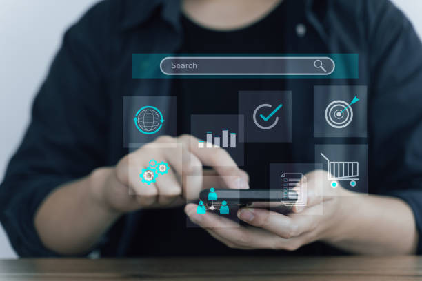 istock Search Engine bar on screen, Technology Data Search on website and Business keyword search or idea finding concept. 2064997354