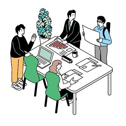 Image illustration of business people having a meeting