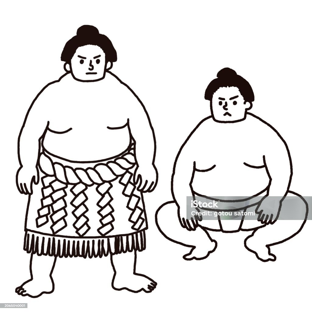 Set Material Of Sumo Wrestler And Yokozuna Stock Illustration