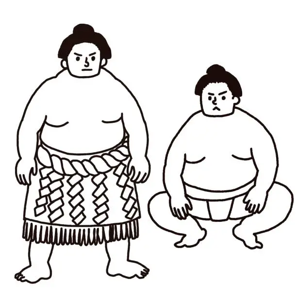 Vector illustration of Set material of sumo wrestler and yokozuna