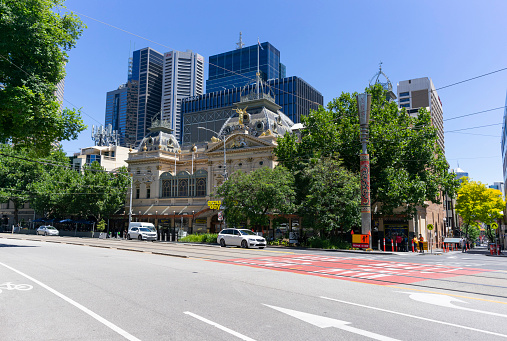 Melbourne, Australia - December 29,2023 : Princess theatre with blue sky in Melbourne, Australia on December 29,2023.