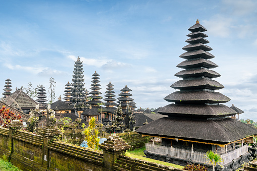 The Mother Temple of Besakih, or Pura Besakih, in the village of Besakih on the slopes of Mount Agung in eastern Bali, Indonesia. It is the most important, the largest and holiest temple of Hindu religion on Bali.