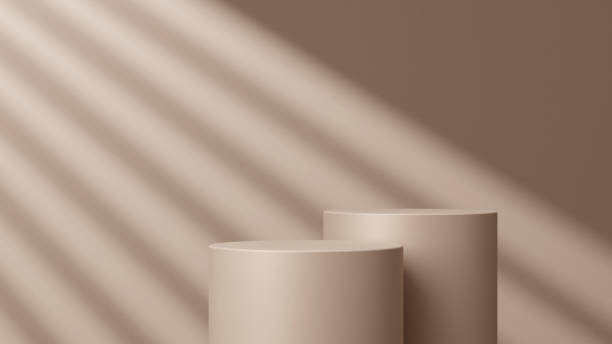 istock Round brown podiums forming a cylinder on brown background. Perfect platform for showing your products. Three dimensional illustration 2065055913