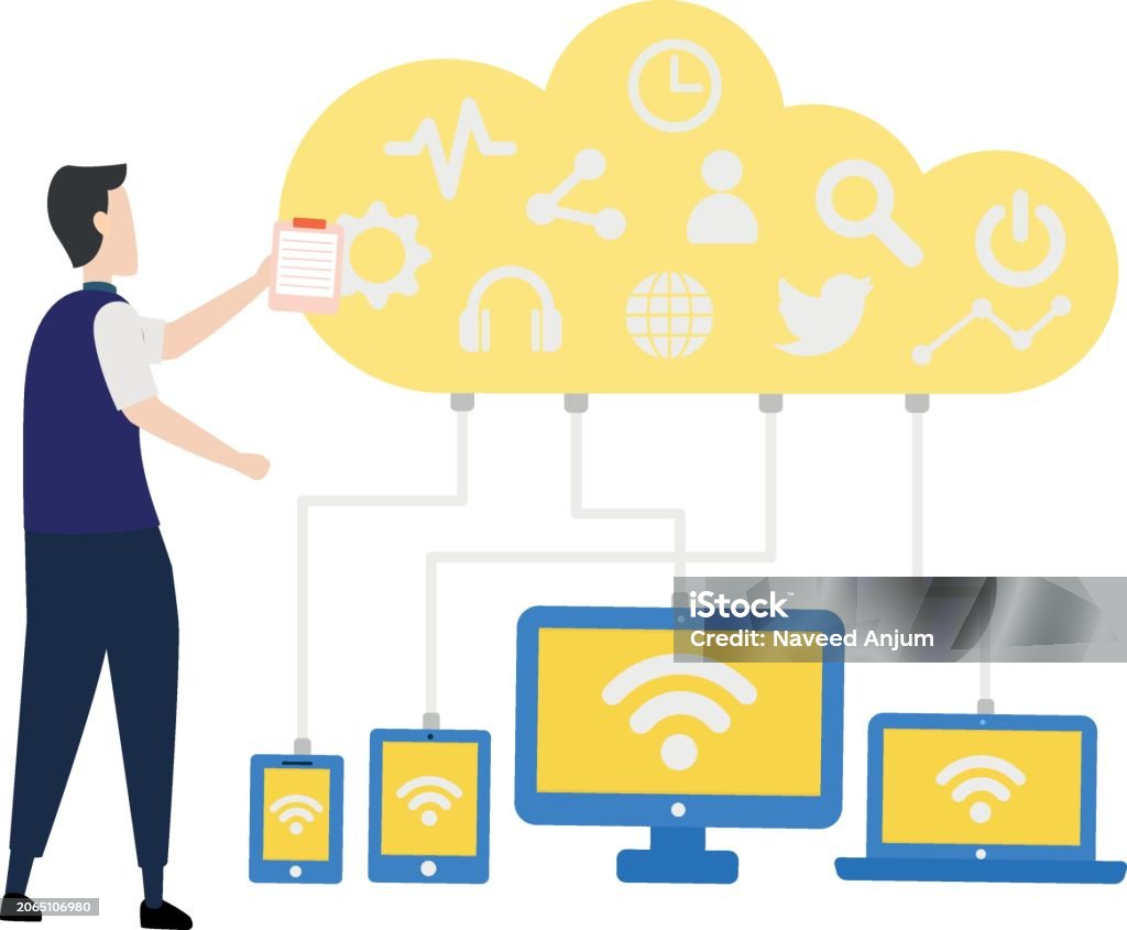 Boy Using Internet Technology Stock Illustration - Download Image Now ...