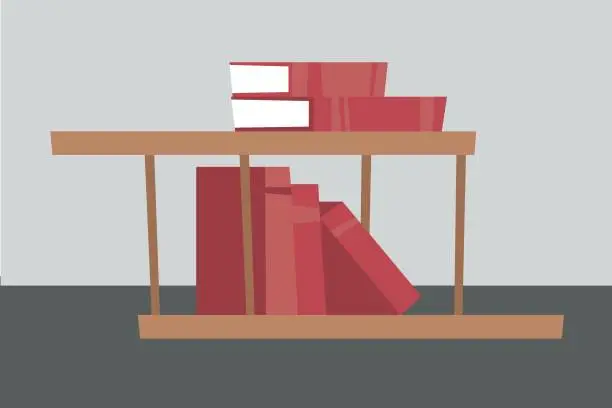 Vector illustration of The books are on the rack.