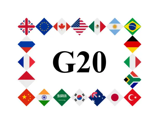 Vector illustration of unity concept. g20 countries flag icon. vector illustration isolated on white background