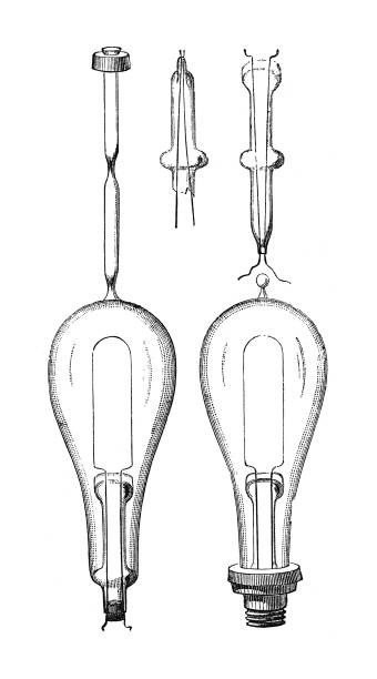 ilustrações de stock, clip art, desenhos animados e ícones de ligth bulb manufacturing invented by thomas edison (american inventor 1847-1931) - vintage engraved illustration isolated on white background - thomas alva edison museum