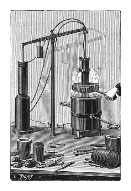 ilustrações, clipart, desenhos animados e ícones de forno de fusão elétrico inventado por ernst werner siemens (inventor alemão 1888-11892) - ilustração vintage gravada - 11892