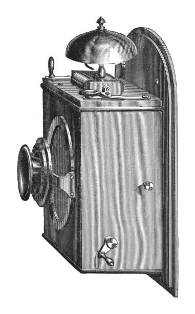 ilustrações de stock, clip art, desenhos animados e ícones de old telephone invented by thomas edison (american inventor 1847-1931) - vintage engraved illustration isolated on white background - thomas alva edison museum