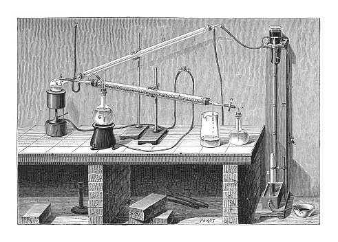 Vintage engraved illustration - Device to measure the amount of carbon dioxide