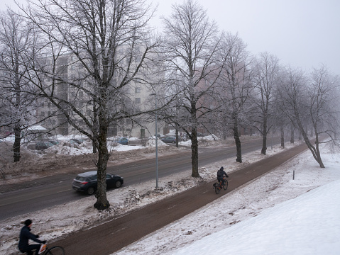 Foggy landscape in early March, Oulu Finland