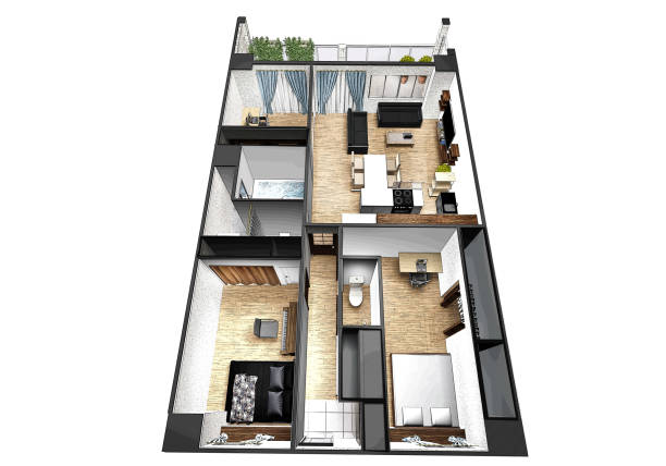 istock Bird's-eye perspective of an apartment created with 3DCG 2065199412