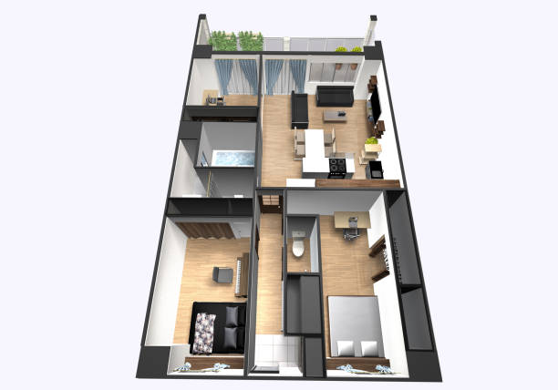 istock Bird's-eye perspective of an apartment created with 3DCG 2065199429