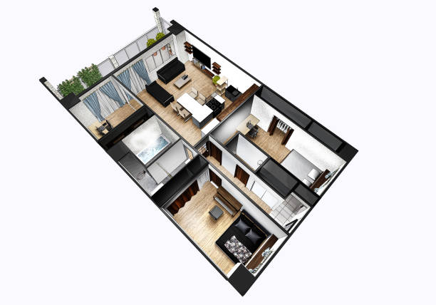 istock Bird's-eye perspective of an apartment created with 3DCG 2065199940