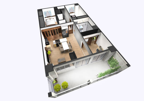 istock Bird's-eye perspective of an apartment created with 3DCG 2065199948