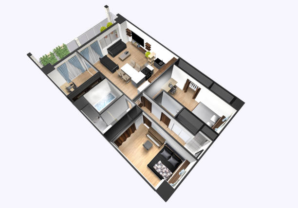 istock Bird's-eye perspective of an apartment created with 3DCG 2065199969