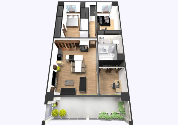 istock Bird's-eye perspective of an apartment created with 3DCG 2065199993