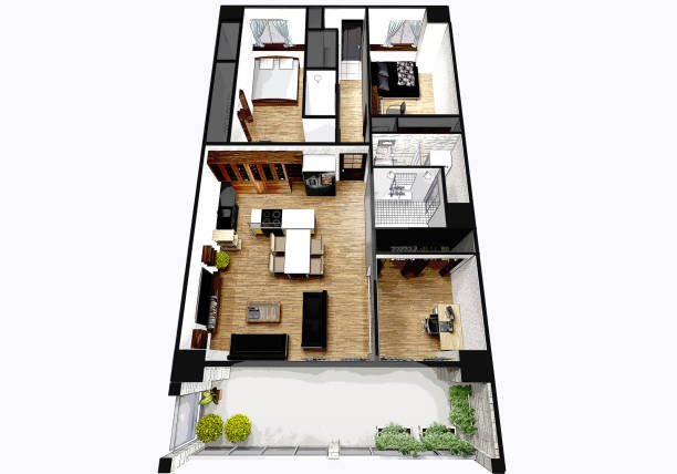 istock Bird's-eye perspective of an apartment created with 3DCG 2065201103