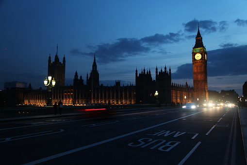 UK London Big Ben Westminster bridge night view