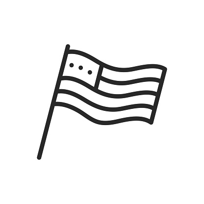 American Flag Icon in Outline Style. Vector Illustration of USA National Symbol for Independence Day, Patriotic or Elections Events, and Political Identity.