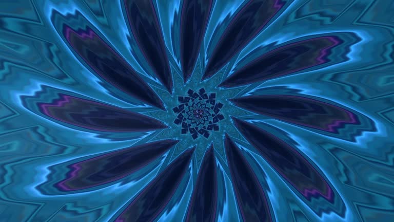 Blue fractal flower pattern flowing. Abstract loop able backdrop