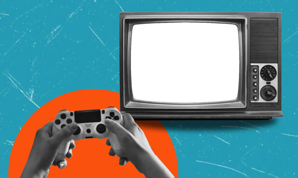 istock Art collage, hand with joystick and TV, gamer playing. 2065246237