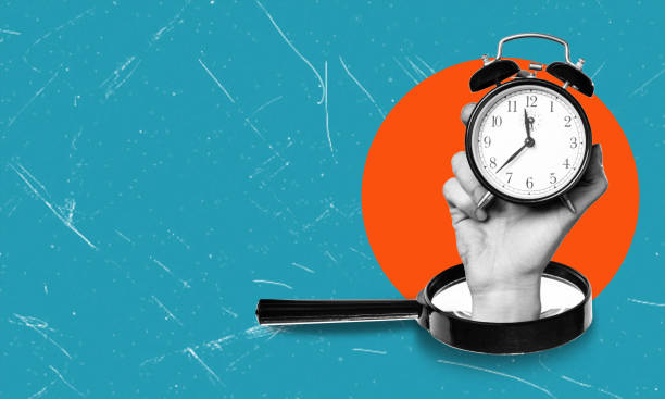 istock Contemporary art collage featuring a hand holding an alarm clock. Concept inspiration and ideas. 2065246780