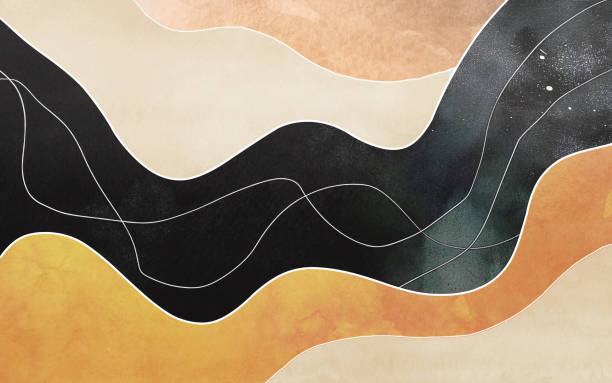 istock Abstract golden hand drawn line art pattern, modern minimalist watercolor background 2065269882