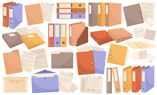 Office Paper Documents Archives And Folders Stack Pile Storage Isolated ...