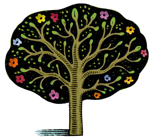 Vector illustration of Little hand drawn tree illustration.eps
