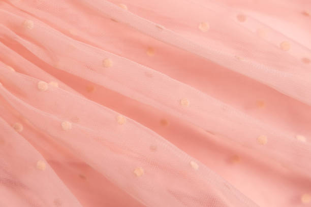 istock Tulle fabric texture background, textile pattern, pink polka dot on tulle, copy space 2065332581