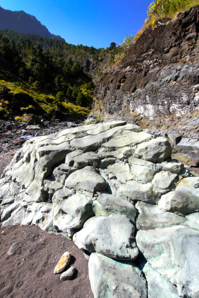 Pillow-lavas, Barranco de las Angustias, Taburiente River, Caldera de Taburiente National Park, Biosphere Reserve, ZEPA, LIC, La Palma, Canary Islands, Spain, Europe